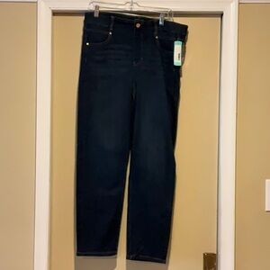 NWT Elegant Gia Glider Pull On Slim Straight Leg Indigo Denim Jeans